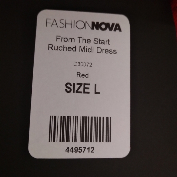 Size L Fashion Nova Red Ruched Spaghetti Strap Dress V Neck Hidden Back Zipper - Picture 9 of 9